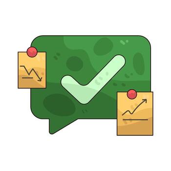 Green Speech Bubble with Checkmark and Graphs vector