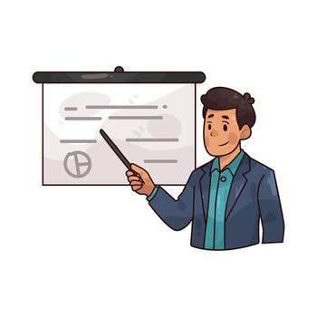 Man presenting information with pointer vector