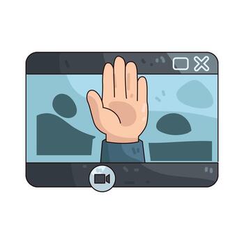 Hand gesture in video call interface vector