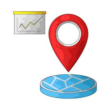 Map pointer and graph illustration vector