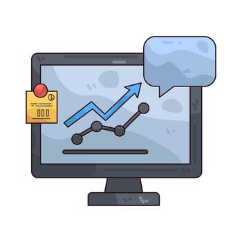 Computer screen with growth chart vector