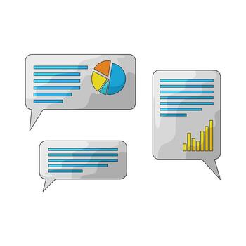Data visualization graphics in speech bubbles vector