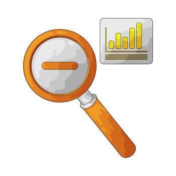 magnifying glass and graph illustration vector