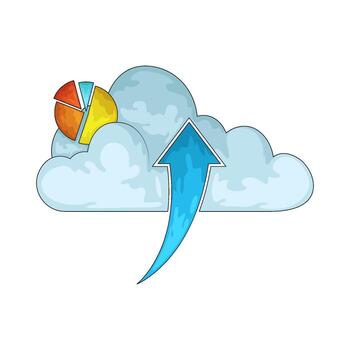 Cloud with data analysis pie chart vector