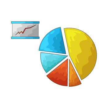 Pie chart and graph for data analysis vector