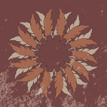 Radial grungy pattern with feathers vector