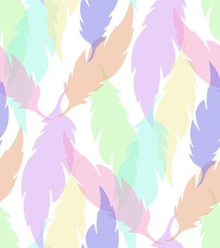 Delicate pattern with colorful transparent feathers vector