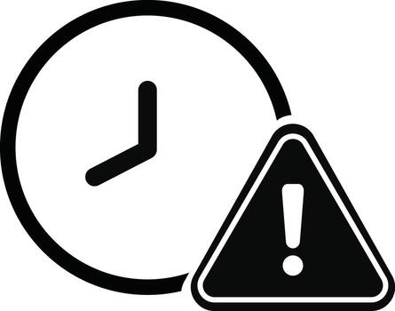 Expiry icon. solid style for web and app. black design. Alert, alarm, clock circular with exclamation mark concept. illustration vector