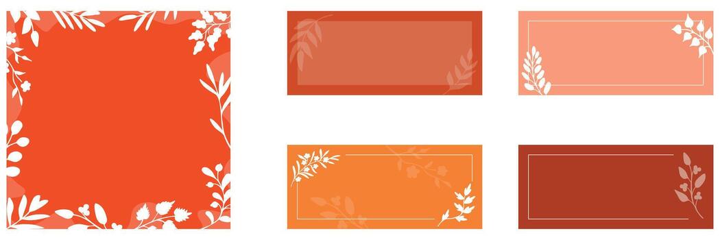 Hand drawn leaf frames, empty backgrounds vector