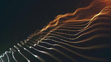 antecedentes con un elegante digital fractal ligero ola y datos partículas ondulación hacia el cámara. esta resumen tecnología antecedentes animación es lleno hd y bucle con Copiar espacio. video