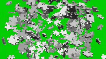 è verde puzzle pezzi volante in distrutto un' dove di schermo migliaia su minuscolo transizione il un' video