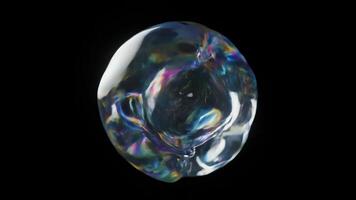 tvål bubbla reflekterande ljus och Färg mot svart bakgrund, stänga upp se video