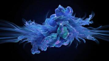 abstrakt strömmande blå regnbågsskimrande tyg med svart bakgrund skapande slät vågor och former video