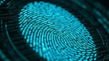 Glowing Blue Fingerprint Scan for Identification Technology Used in Security and Biometrics at Night video