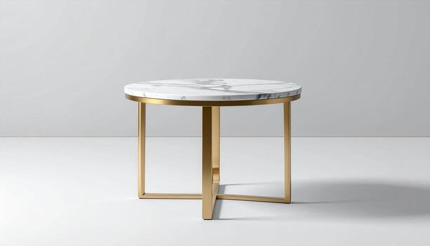 Elegant Marble Table with Gold Frame Minimalist Design Studio Lighting. photo