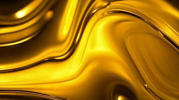 Abstract Motion of Liquid Gold Creating Smooth Curves and Reflective Surfaces video