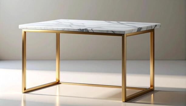 Elegant Marble Table with Gold Frame Minimalist Design Studio Lightin photo