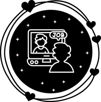 en línea entrevista ordenador portátil versátil usuario interfaz símbolo vector