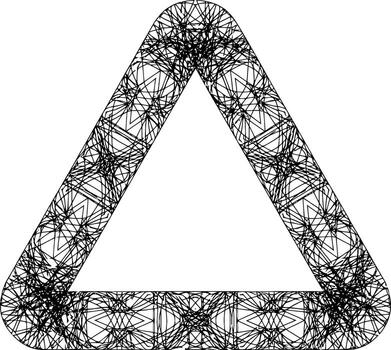 Triangle Frame with Abstract Fractal Line Mesh Pattern Geometric Border Design vector