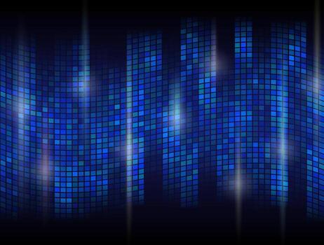 Abstract dark background with undulating mosaic. Tessellated wave with flare effects vector