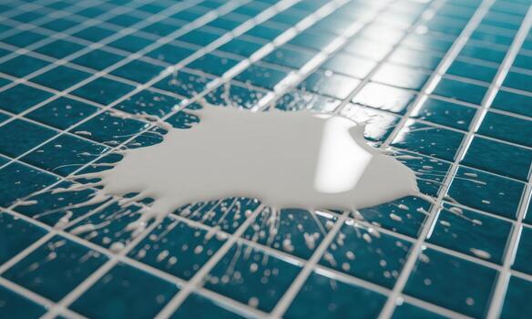 resumen chapoteo de blanco pintar en lustroso cuadrado verde azulado mosaico losas foto