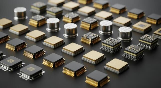 Advanced micro electronic components array, integrated circuits and semiconductor technology photo