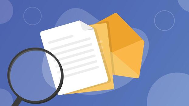 Document search with folder and magnifier vector