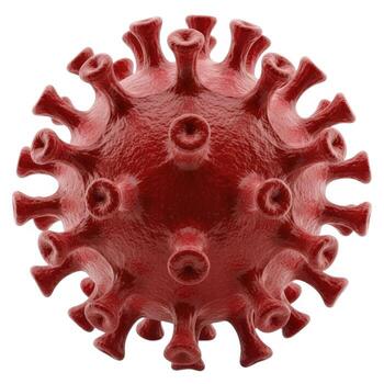 Detailed rendering of a coronavirus cell isolated on white background, showcasing its structure and viral nature photo