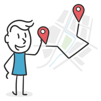 homem preparando a rota a seguir para chegar ao seu destino png