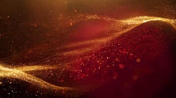 abstrakt guld och röd pärlar strömmande, skapande dynamisk rörelse och ljus video