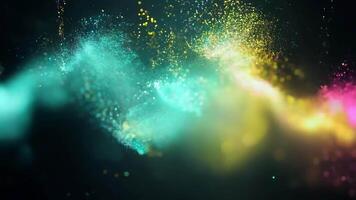 Colorful Particles Swirling and Mixing on Dark Background Creating Abstract Art video