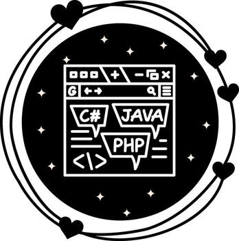 codificación idioma estilizado digital gráfico diseño vector