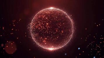 Abstract Red Glowing Sphere of Particles Floating in Dark Space, Evening Time video