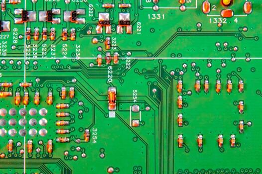 Electronic board design Motherboard digital chip. Tech science background. photo