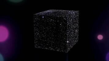 Cube of Stars Rotating in the Darkness of Space, Rendered in 3D video