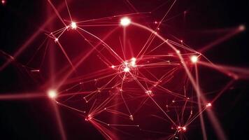 Red Interconnected Network of Glowing Points and Lines, Technological Design video