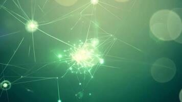abstrakt nätverk anslutningar med ljus bokeh på en grön bakgrund video
