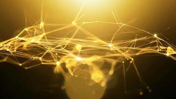 gyllene nätverk förbindelse ansluter knutpunkter och rader med abstrakt data kommunikation video