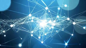 abstrato rede conexão do dados e neural atividade em uma azul fundo video