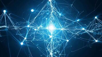 abstrato brilhando rede conexões em uma Sombrio azul fundo video