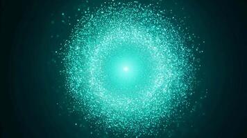 Teal Particles Glow and Move in a Circular Pattern on Dark Background video