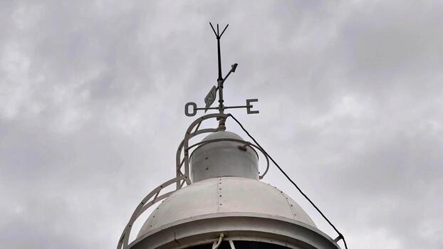 The intricate design of a weather vane on an architectural structure is interesting and notable photo