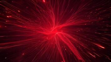 Abstract Red Energy Streaks Radiating Outward From Center Glows on Dark Background video