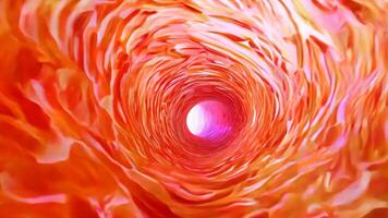 arancia vortice tunnel animato ciclo continuo, viaggio attraverso artistico rendere video