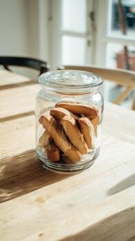 Biscotti Cookies in a Glass Jar. photo