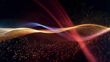 Abstract Glowing Particle Waves Animation on a Black Background video