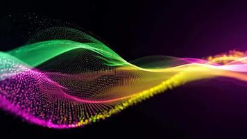 colorato astratto particella onde mossa senza intoppi su un' buio sfondo video