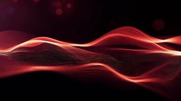 Abstract Red Dotted Wave Pattern With Glowing Lines on Black Background video