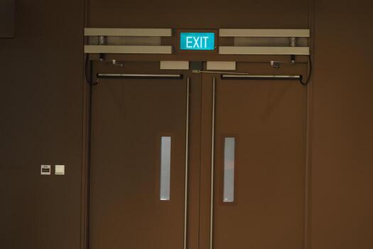 Exit doors in a modern building, ready for use photo