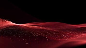 Abstract Red Wave Particle Flowing Animation on Black Background video